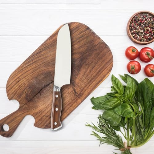 Image of Customizable Stainless Steel Steel Santoku Kitchen Knife with Laser Engraved Cooking Gifts for Him Her Housewarming Gifts Kitchen Knife Gift Set
