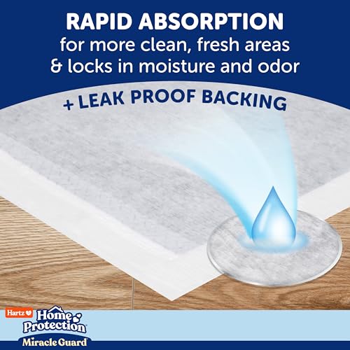Image of Hartz Miracle Guard Dog and Puppy Dog Pads Max Absorbency 24 Hour Use Odor Eliminating No Leaks, 2XL Size, 20 Count (Pack of 2)