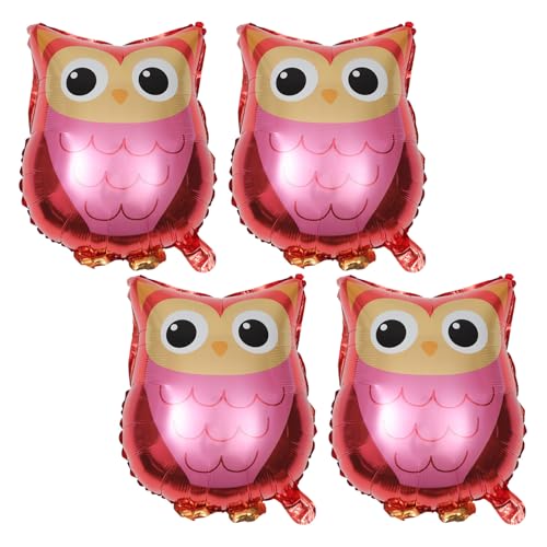ULTECHNOVO 4個 かわいい猫頭鷹アルミ風船 誕生日パーティー装飾用 動物キャラクター ホイルバルーン 壁や天井飾り付けに