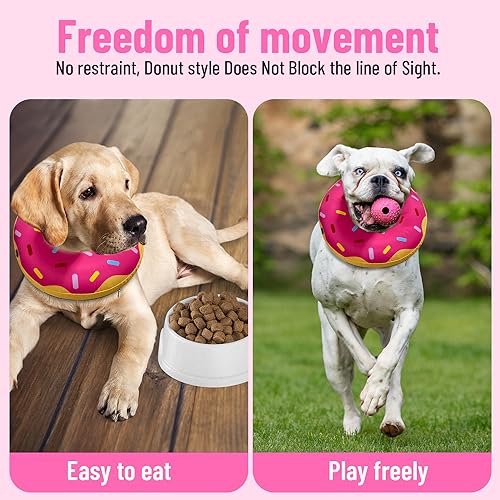 Image of Large Dog Donut Collar - Dog Cone Alternative Dog Cone Collar Alternative After Surgery. Dog Donut Cones for Large Dogs. Inflatable Dog Collars for After Surgery (S-Neck : 7 inch- 9.5 inch)