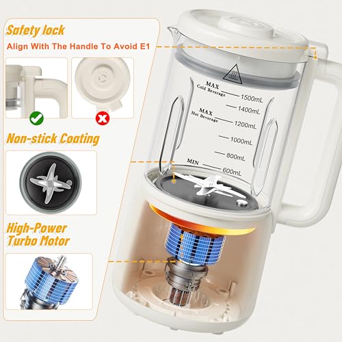 Image of 50oz Nut Milk Maker Machine, 8 in 1 Soy Milk Maker with 12 Blades | No Soak /Delay Start /Keep Warm /Self-Clean for Homemade Almond /Soy /Oat Milk, Juice, Plant-Based Dairy Free for Family & Party