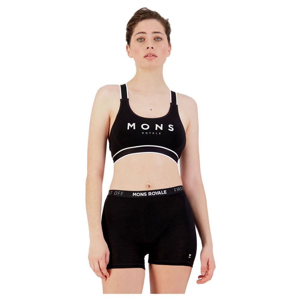 Mons Royale Damski biustonosz sportowy Stella X-Back, bielizna, biustonosz sportowy, Czarny, S