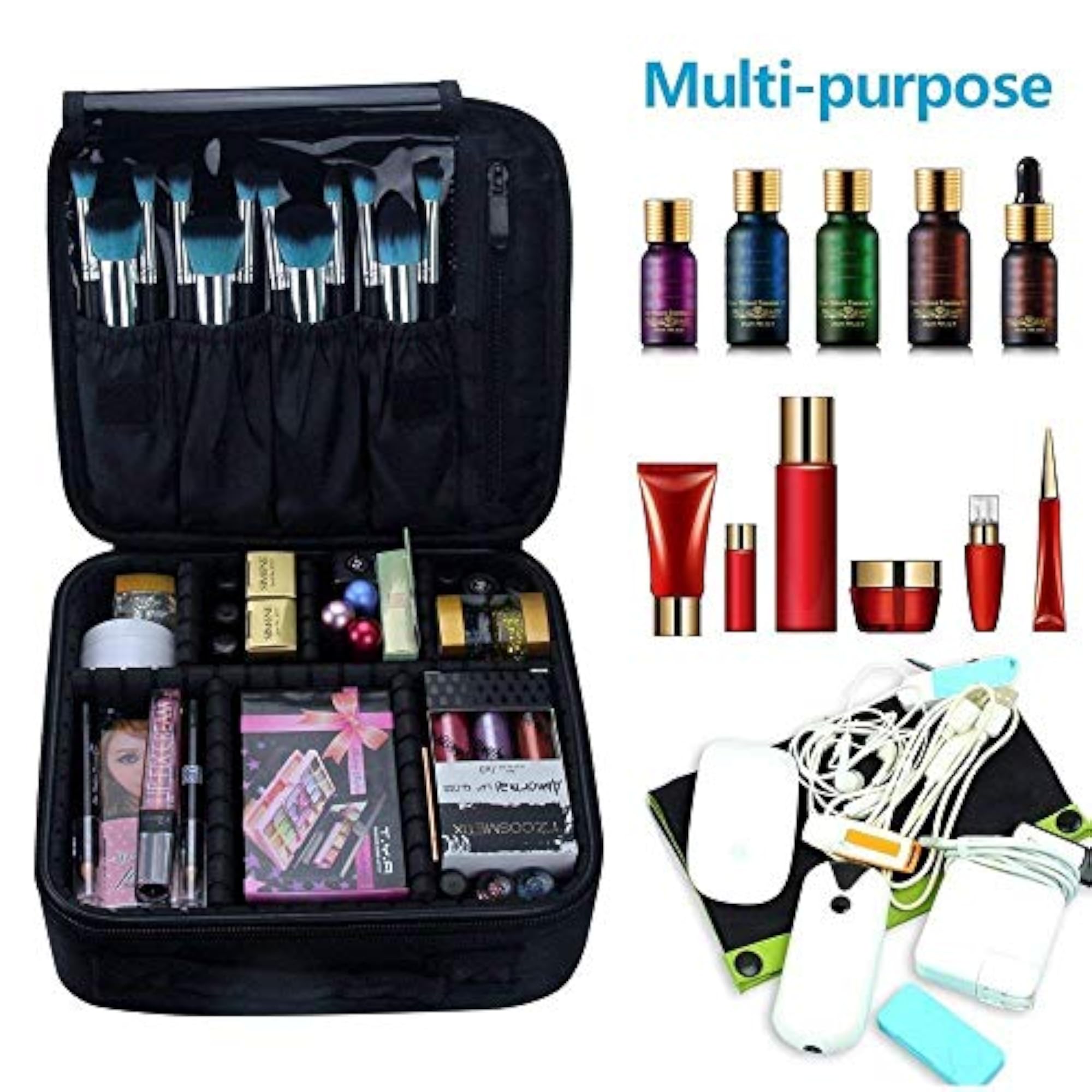 Nylon Professional Makeup Organizer Travel Toiletry Bag