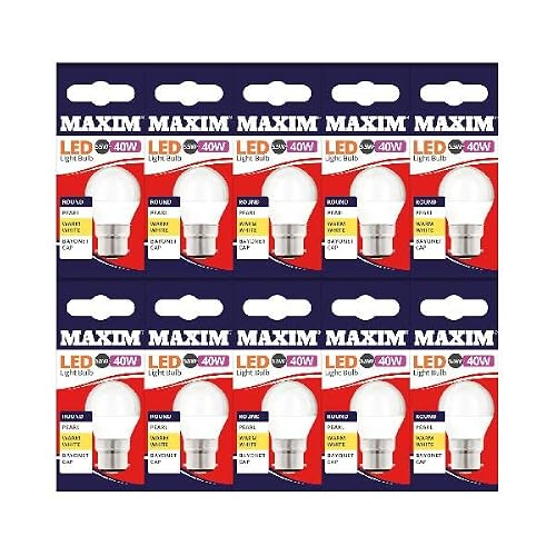 Maxim LED Round Bayonet Cap (Warm White) - 5.5watt (40watt) - 470 Lumen (Pack 10) - 40MLRB22W5X10