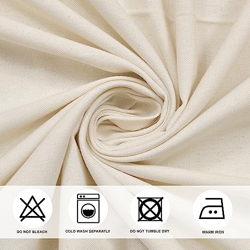Image of THE LINEN COMPANY Duck Canvas Cotton Curtains 6 Feet Long, Solid Door & Window Curtains, 6ft Set of 2, Natural