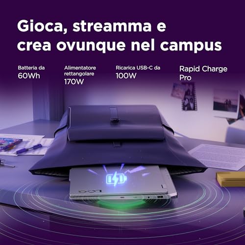 LOQ 15" Notebook Gaming,NVIDIA GeForce RTX 5070 8GB, Intel Core i7-13650HX (4.9 GHz), RAM 32GB SODIMM DDR5-4800, 1TB SSD M.2 2242 PCIe 4.0x4 NVMe, FHD 144Hz, Windows 11 Tastiera retroilluminata - Notebook - Immagine 10