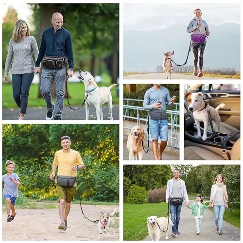 4-IN-1 Freihandleine Hund mit Bauchtasche Groß,Joggingleine Hunde mit Bauchgurt Hundeleine,Gassi Tasche Hund,Hands-Free Leash