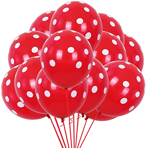 Image of RasuDecor 10 Pieces 12 inch Polka Dot Latex Balloon Red and White Dot Colorful Balloons, 12 Inch Latex Polka Dots Balloons for Kids Women Men Birthday Easter Engagement Wedding, Halloween Party Supplies Decor #RasuImpex (10Pcs 12 inchPolkaDotRedWhite)