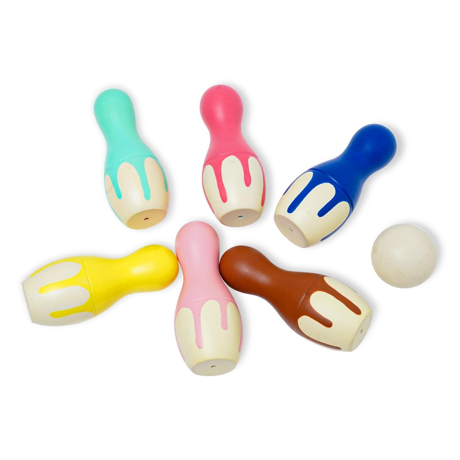 ECO-Friendly Toys Wooden Bowling Pins Toy Colorful Set for Kids (2 Years+) - Non Toxic Colors, Indoor & Outdoor Game, Fun Learning Toy for Kids