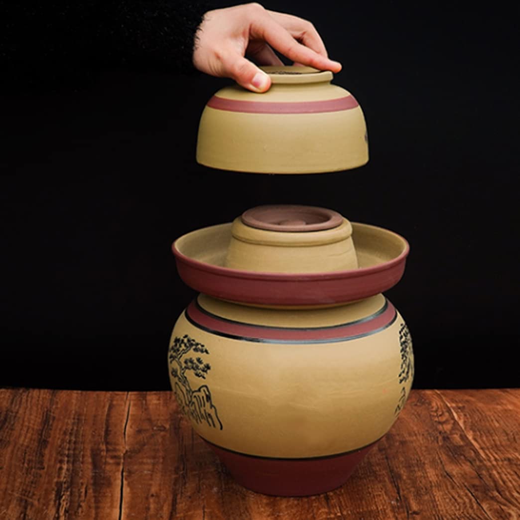 Frascos de cerámica para encurtidos, Recipiente de cerámica Retro con Tapa, Recipiente Grande for(4KG)