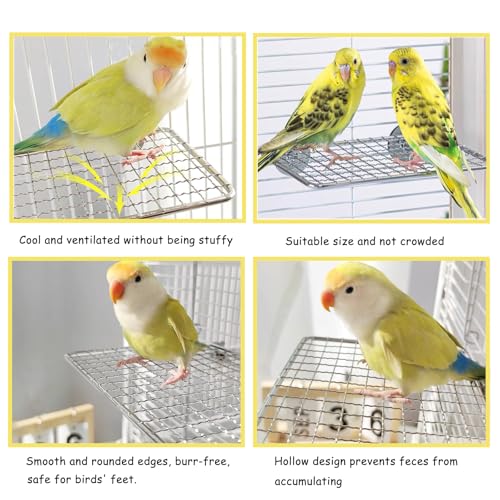 Image of 2Pcs Stainless Steel Bird Perch - Chew-Resistant and Rust-Proof, Suitable for Cage Mounting, Durable and Sturdy, Ideal for Medium to Small Birds (Silvery, Large)