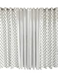 Royal Tradition Set of 4pc Window Treatment Set (84-Inch Long) 2pc Meridian (White and Grey) Room Darkening Thermal Insulated Curtains with 2pc White Crushed Sheer Panels