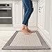 farsky Tapis de Cuisine, Tapis Cuisine Devant evier, Tapis de Cuisine antidérapant et Lavable, Tapis Lavable en Machine Coton et Lin Absorbant 50*80cm Gris