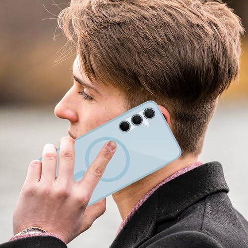 Image of amazon basics Luxury Paper Thin Case Cover for Samsung Galaxy A35 5G | Matte Finish | Compatible with magsafe | (Blue, Samsung Galaxy A35 5G)