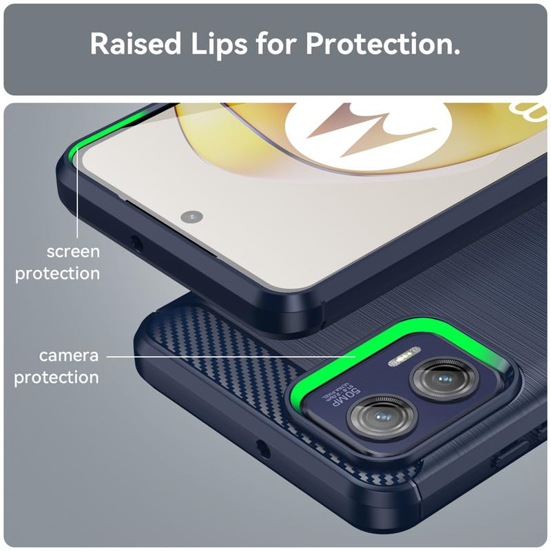 Image of Hybrid Carbon Fiber Back Case for Motorola Moto G73 5G (Blue)