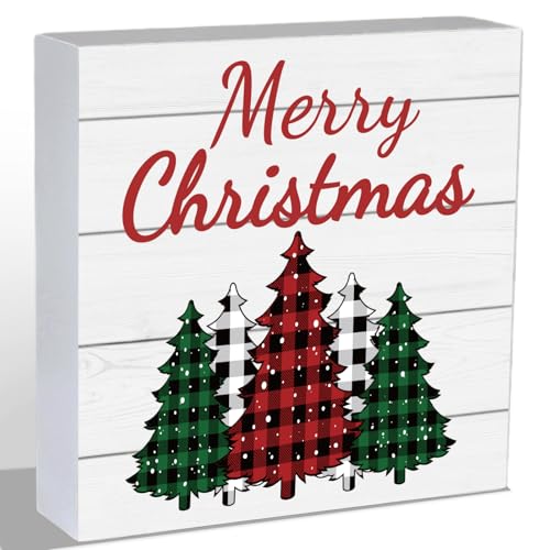 Christmas Decorations Indoor Christmas Decor Wooden Sign 5.9 x 5.9 Inch