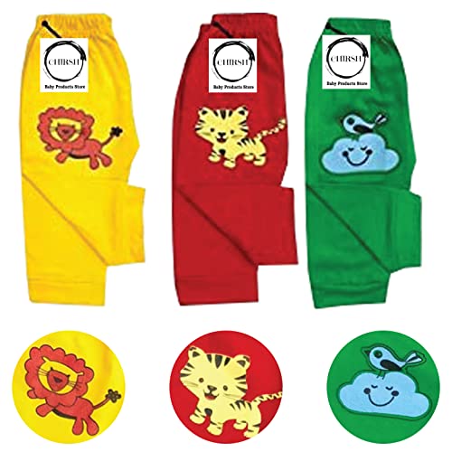 Image of Baby Boys' & Girls Pyjamas Regular Fit Cotton Printed Pajama Pants | Toddlers Lower | Track Pants | Kids Pyjama | Infants Joggers | Child Trackpants Pack of 3 (3-4 Years)