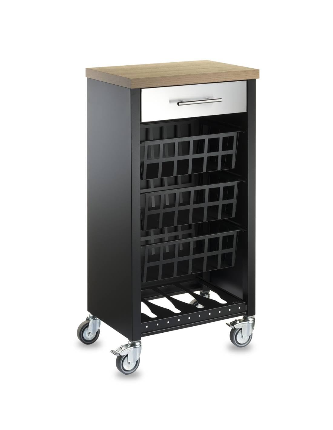 DON HIERRO - Desserte de Cuisine Kara, Noir-INOX-Bois-Orme