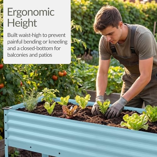 Image of Best Choice Products 48x24x30in Galvanized Raised Garden Bed, Metal Elevated Planter Box, Vegetable Garden for Backyard, Patio, Balcony, 100% Non Toxic Materials - Mist Blue