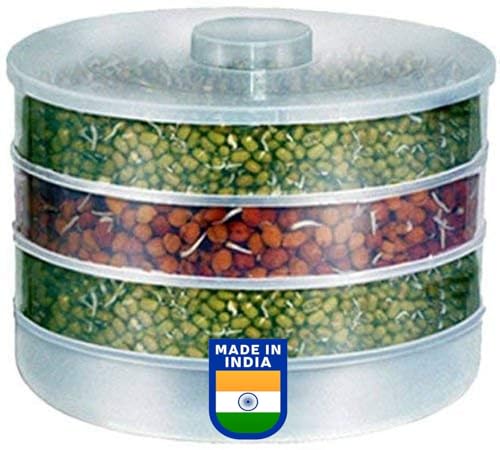 Image of GO STORE Sprout Maker | Plastic Sprout Maker Box Grocery Container | Organic Home Making Fresh Sprouts Beans for Living Healthy Life Sprout Maker 4 Layer Bowl Sprouts Making box for Home