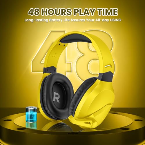 Image of Wireless Gaming Headset with Noise Canceling Microphone for PS5, PC, PS4, 2.4G /Bluetooth Gaming Headphones with USB and Type-c Connector, Wired Mode for Controller - Yellow