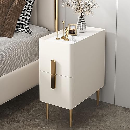 Modern Minimalist Large Bedside Table with 2 Drawers for Small Spaces Slim Design for Living Room Bedroom Bathroom Balcony Sofa Side Table