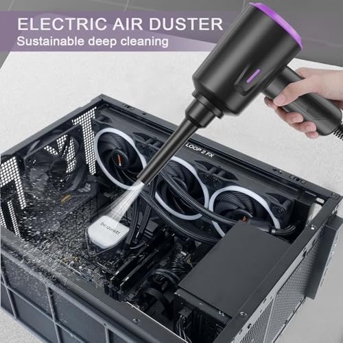 Image of Meudeen Air Duster - Compressed Air - 5.74 oz High Power Cleaning for Computer - PC - 2 Gear Air Blower (Black Purple)
