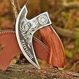 Viking Pizza Cutter Axe, Hand Forged, Carbon Steel Slicer Chef Viking Axe with Premium Leather Sheath, Mini Axe Kitchen Tool, Medieval Pizza Cutter, for Hunting, Camping, and Viking Gifts for Men