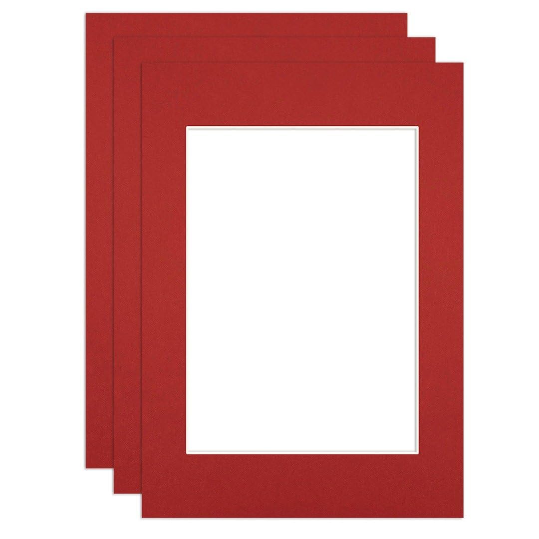 Procut Global A6 Crimson Picture Mounts to Fit A7 Aperture - Precision Cut Cardboard Photo Mount - Ideal for Frames, Prints, Artwork & Certificates - Sizes & Colours Available - 3 Pack โ image 1