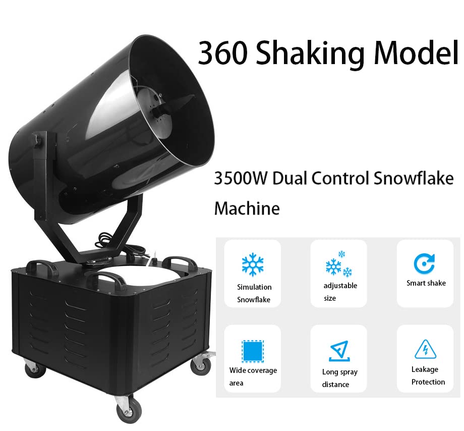 Máquina de nieve comercial de 3500 W, con cabeza giratoria de 360° y control remoto, para exteriores y eventos navideños miniatura 3