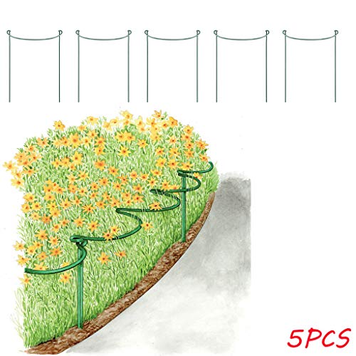 Preisvergleich Produktbild Metall-Garten Stützen / 5 Stück / Halbrund Pflanzenstützen Grün / Staudenhalter Blumenhalter Rankengewächs Pflanzenstütze Blumenstütze Staudenstütze Rankhilfe Strauchhalter Rosenstütze (L: 25x40cm)