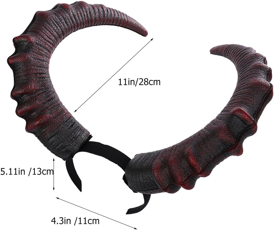 Beaupretty Devil Horns Headband Large Demon Horn Headband Halloween Gothic Headwear Cosplay Costume Hairband Large Horn Headpiece for Women Men - Image 3