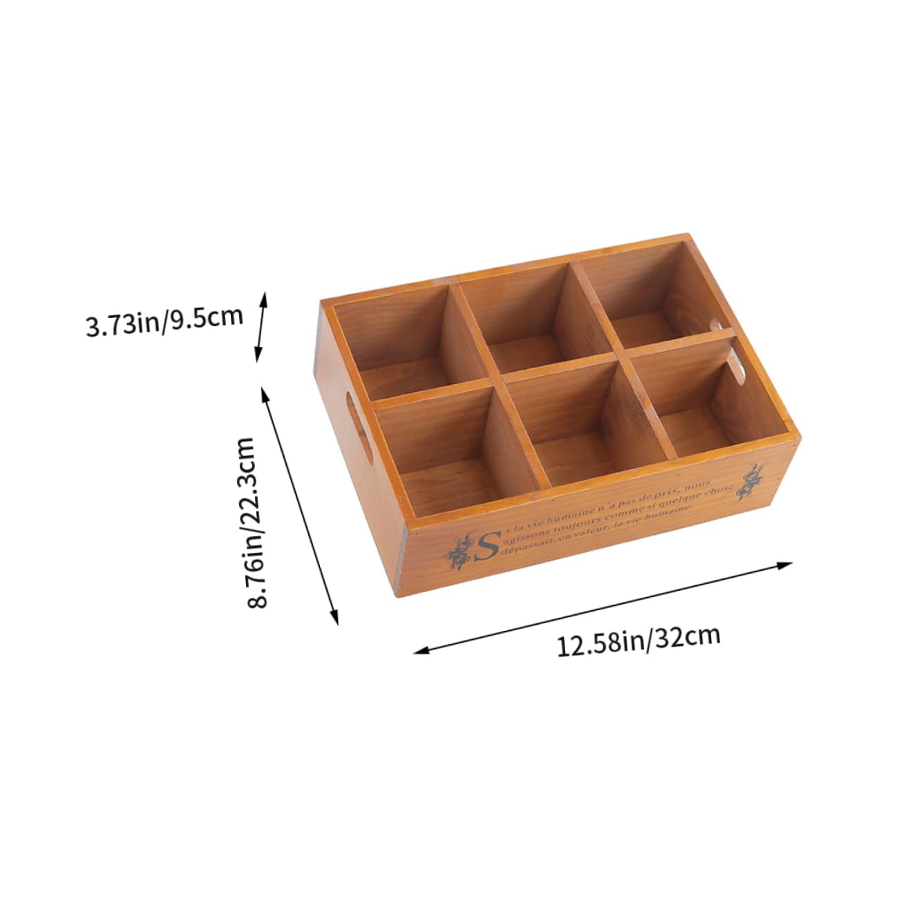 Caja de Almacenamiento Retro de Escritorio Seis Compartimentos de Madera