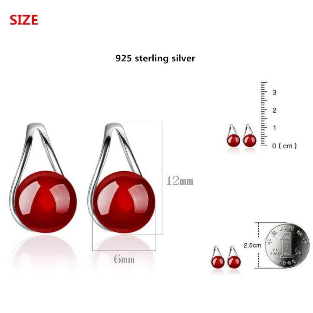 Orecchini da Donna, Orecchini a Bottone Elegante semplicità 925 Sterling Strass Orecchini a Bottone da Donna Gioielli Allergia Regalo di Compleanno Femminile/Rosso,Donna