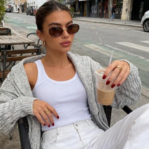 Image of boten Retro Oval Sunglasses for Women 90s Small Gold Frame Sun Glasses Lightweight Cute Chic Sunnies