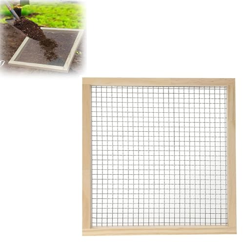 Genérico Tamiz de Jardín, 40 x 40cm Cribas de Arena Tamiz De Jardinería para Tierra, tamiz de jardín de Mano para Abono, Suciedad y Tierra para Mace, Herramienta de Jardinería