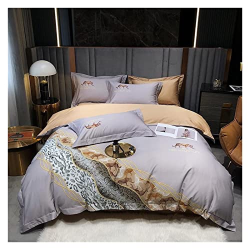 Housse de Couette Douce Léopard Coton Égyptien pour Lit King Size