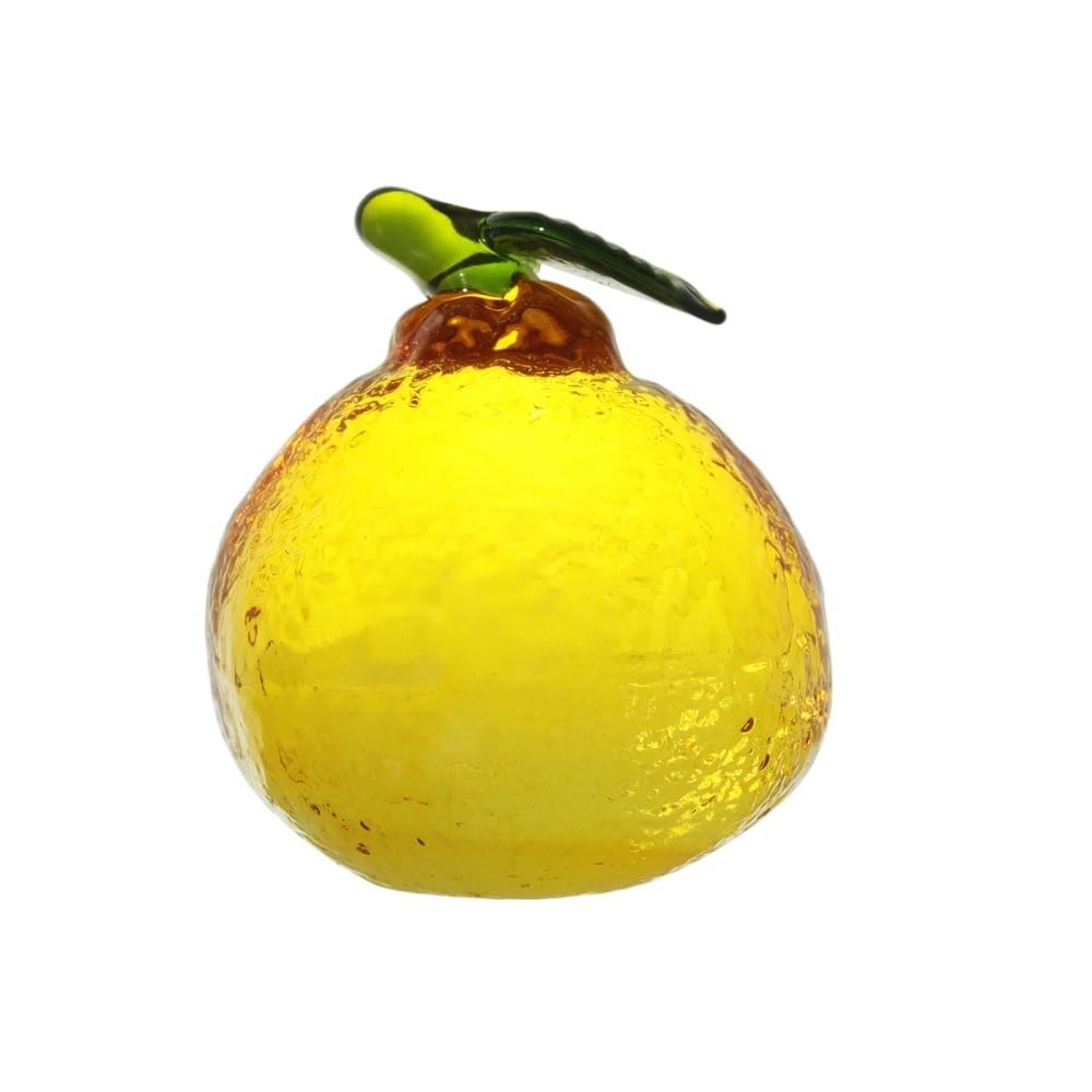 Huffa Orange Hand Blown Glass Figurine Crystal Tangerine Fruit Ornament Desktop Decor