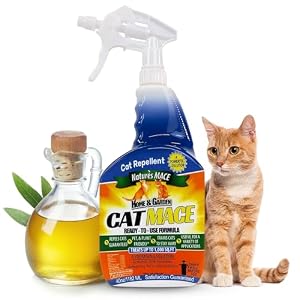 Nature’s Mace Cat Mace Cat Repellent, Spray Deterrent for Urine Marking, Keep Cats Away for Outdoor & Indoor Use, Scratching, Flowerbeds, Yards, Pets, Garden, Plants, Ready-to-Use, 40 oz Spray