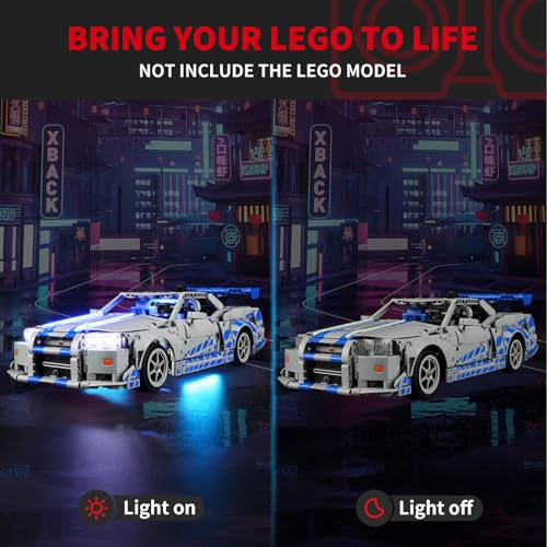 Image of BRIKSMAX Light Kit for Lego-42210 2 Fast 2 Furious Nissan Skyline GT-R (R34) Car -Led Lighting Compatible with Lego Technic Building Set- Not Include Lego Set