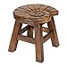 Nautilus Shell Stain Design Hand Carved Acacia Hardwood Decorative Short Stool