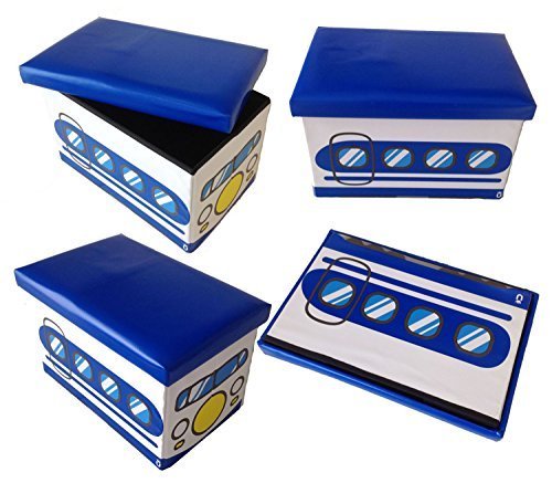 GMMH - Caja de almacenaje Plegable para Juguetes (diseño de autobús, Convertible en Taburete)