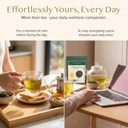 VAHDAM, Himalayan Green Tea Leaves (50+ Cups, 3.53 Oz) Non GMO, Gluten Free | High Elevation Grown Green Tea Leaves From Himalayas | Pure Unblended Single Origin Green Loose Leaf Tea | Vacuum Sealed — view 7
