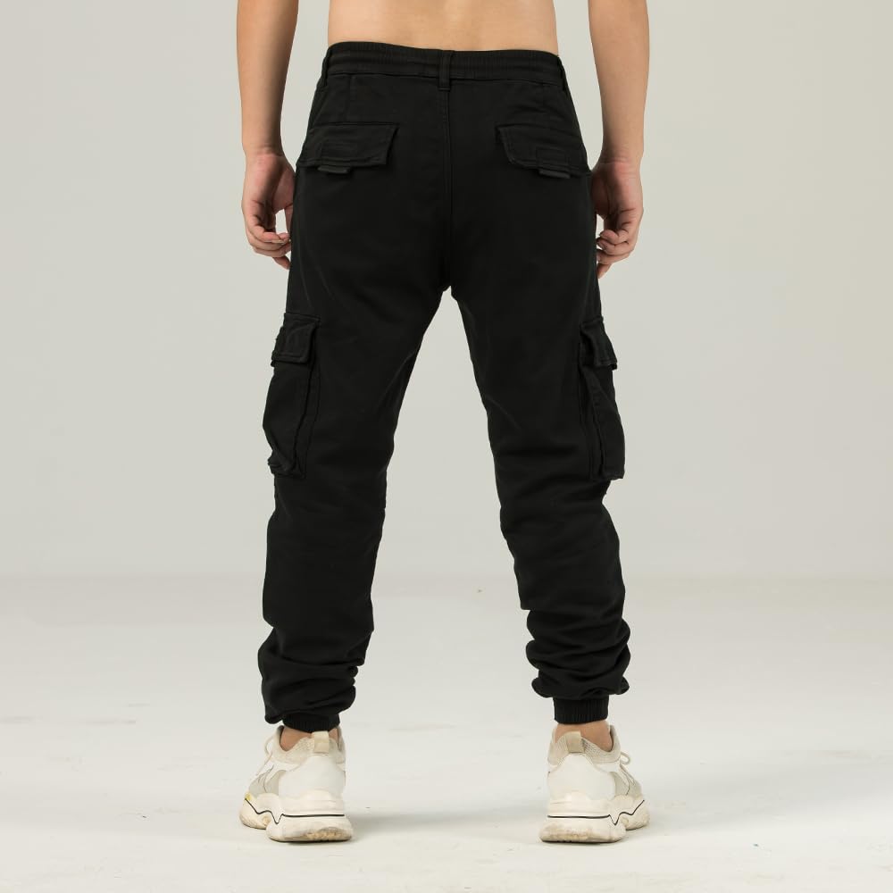 TONY BACKER Pantaloni Cargo Uomo in Maglia di Cotone Multitasche Laterali Casual e Chiusura Coulisse e i Lacci nella Vita 7905