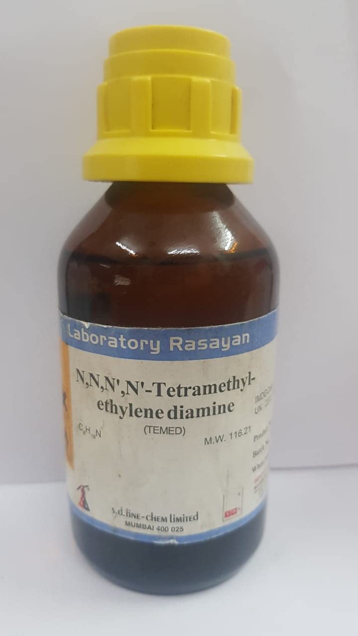 Tetramethyl-ethylene diamine N,N,N',N' || TEMED||250ML || Widely employed both as a ligand for metal ions and as a catalyst in organic polymerisation || Role as a chelator and a catalyst ||