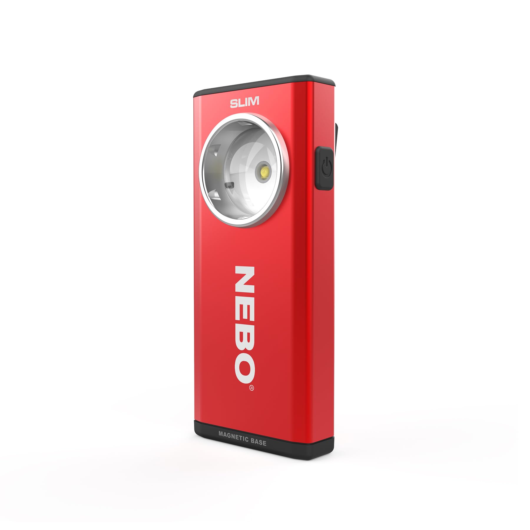 NEBO Slim Pocket Flashlight | 500 Lumens, Rechargeable Mini EDC Work Light, Magnetic Base &amp; Dimmable Brightness, Durable &amp; Water Resistant, Includes Charging Cable — Red