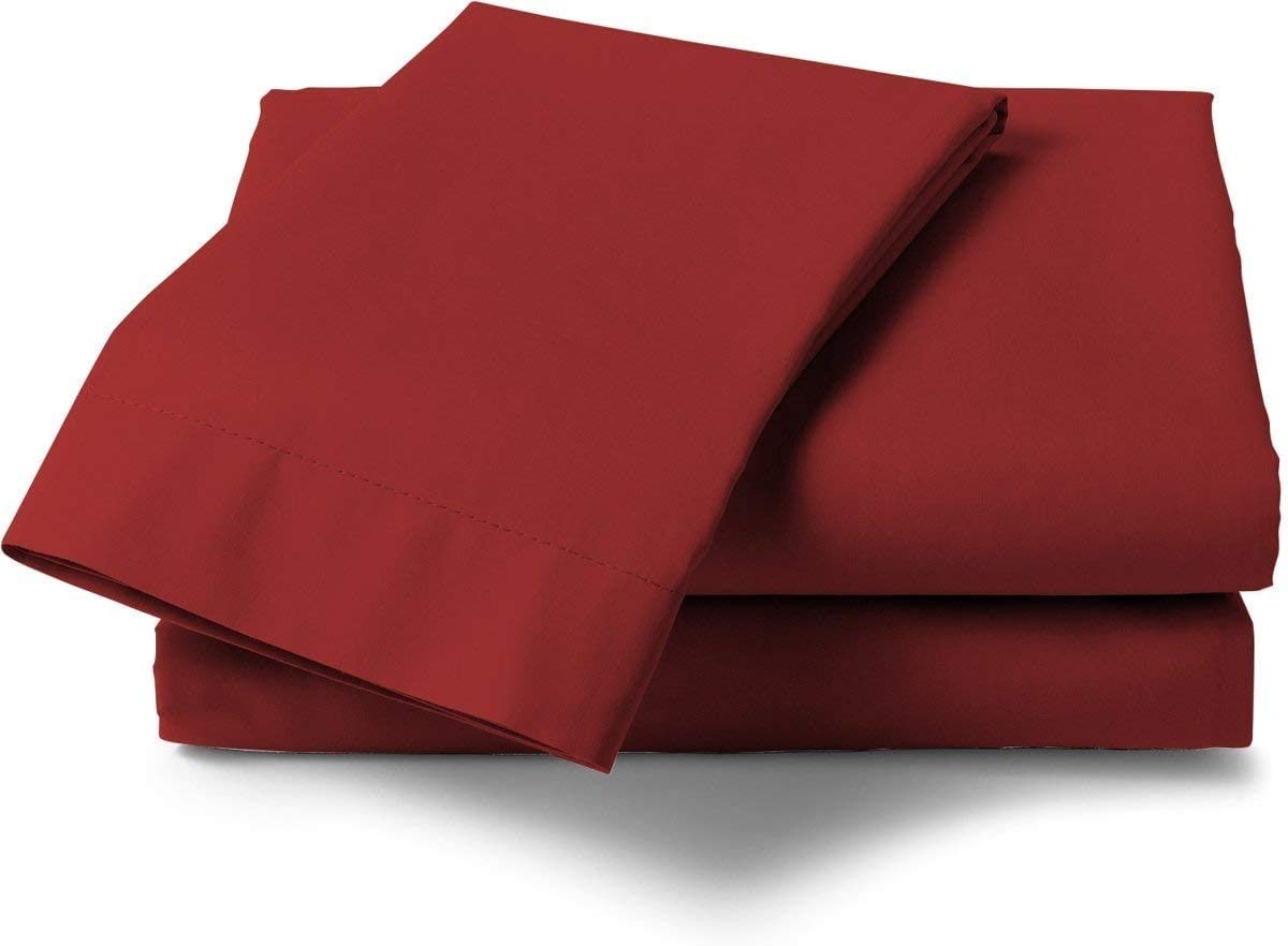 Percale de coton 160 x 260 cm d'exception, drap supérieur couleur Rouge Aurore