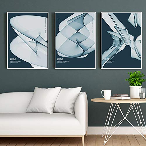 Toile peinture murale géométrique 60x80cmx3 triptyque abstrait nordique sans cadre