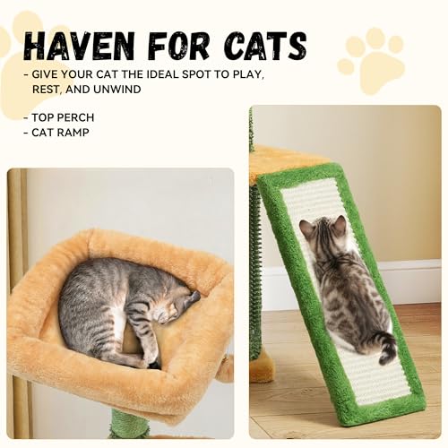 Árbol para gatos DWVO 37 pulgadas con cepillo de autoacicalamiento miniatura 4