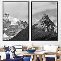 2 Piece Framed Canvas Wall Art Monochromatic Mountains Canvas Prints Home Artwork Decoration for Living Room,Bedroom - 16
